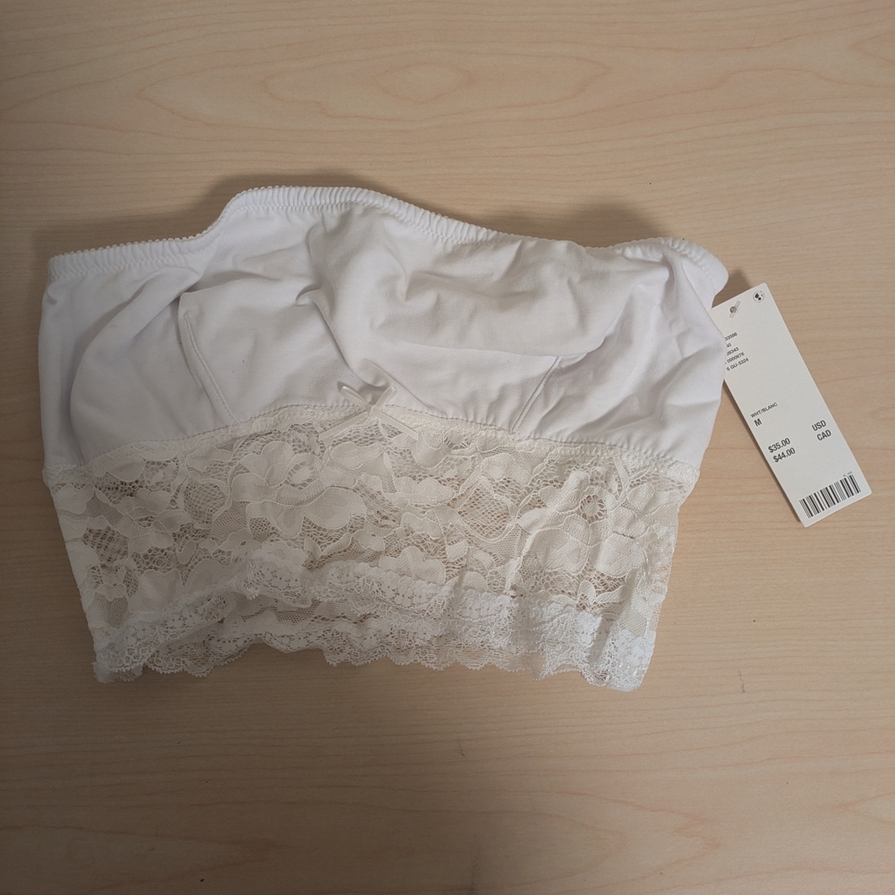 NEW - Urban Outfitters Lace Trim White Bandeau Top